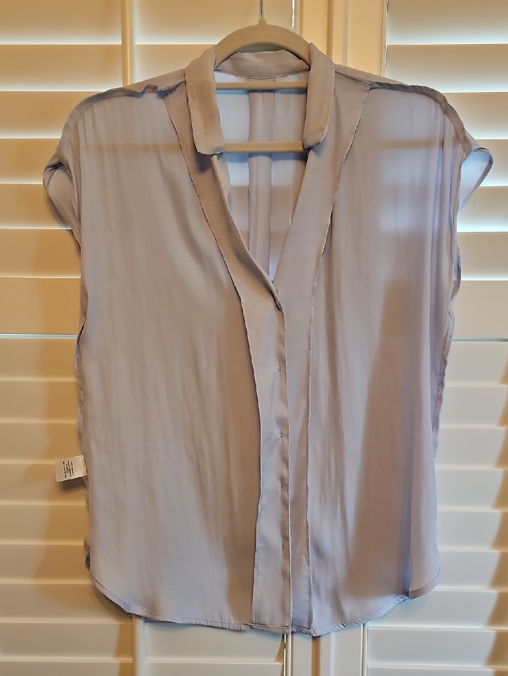 Nine West Pale Blue Short Sleeve Button-Front Shirt - Picture 3 of 8